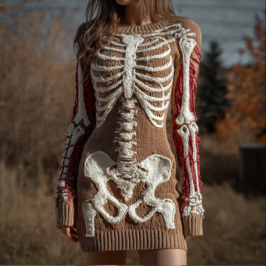Halloween Anatomy Art Rice Color Blocked Ancient Dress artswardrobe