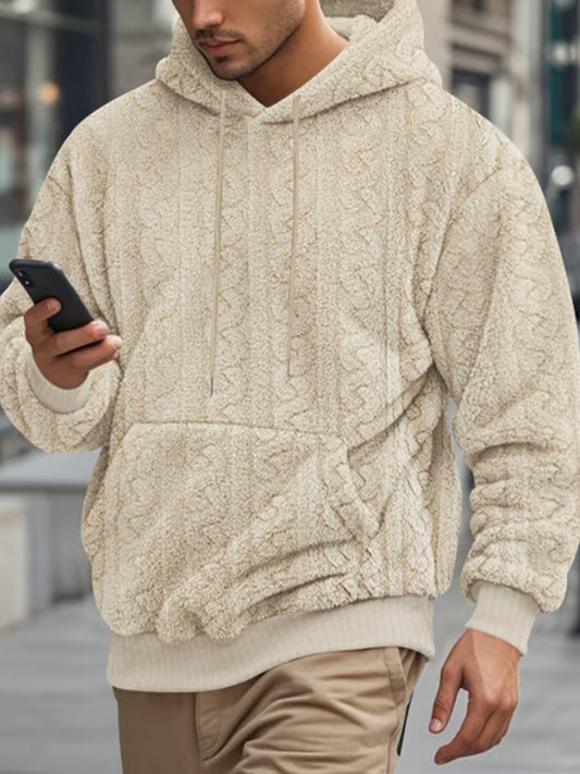 Men's Jacquard Double-Faced Fleece Hooded Sweatshirt artswardrobe