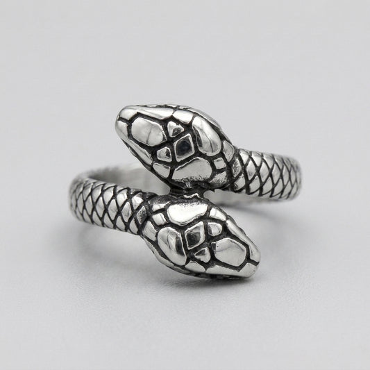 Double-Headed Serpent Coil Wrap Ring