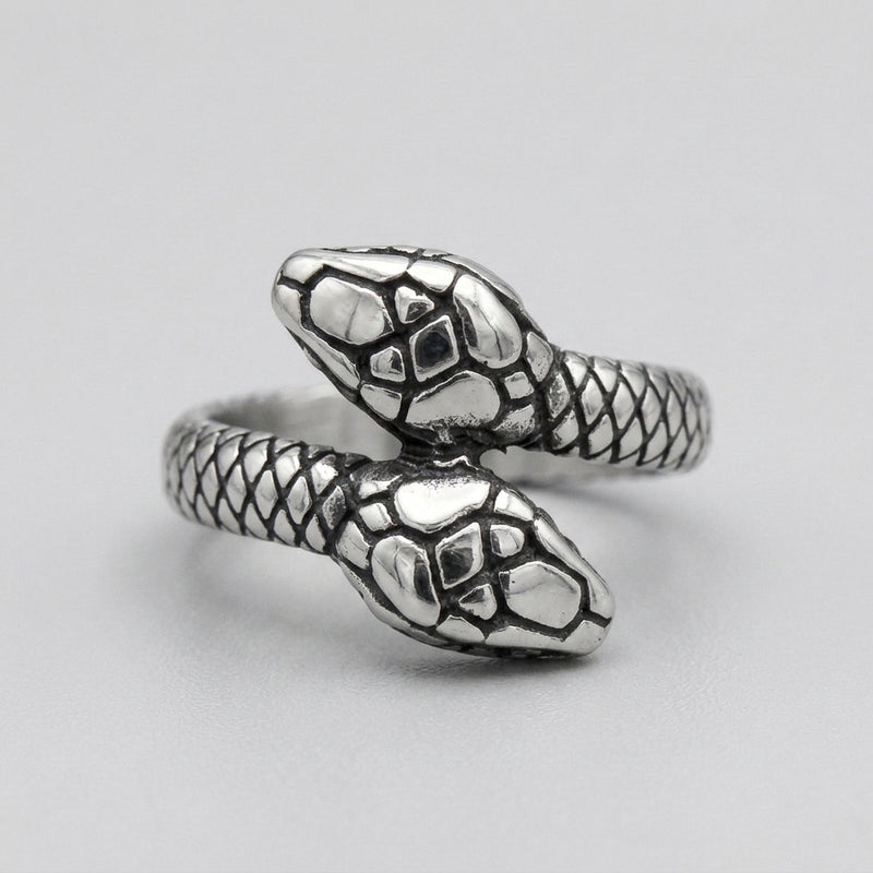 Double-Headed Serpent Coil Wrap Ring