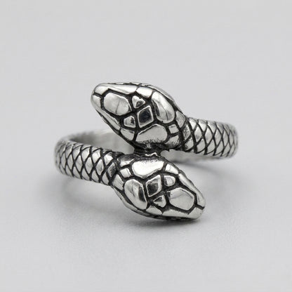 Double-Headed Serpent Coil Wrap Ring