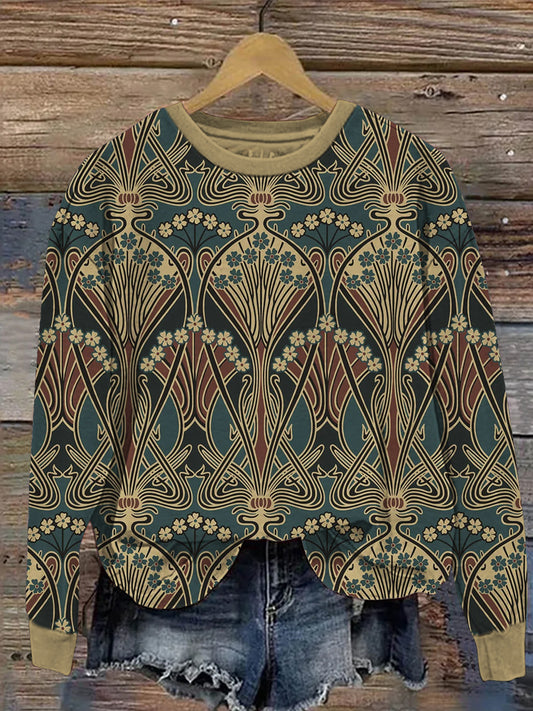 Comstylish Dragonfly Vintage Floral Art Women's Casual Sweatshirt