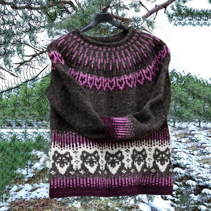 Vintage Cartoon Icelandic Knit Jacquard Warmth Crew Neck Sweater Unisex elevenforest