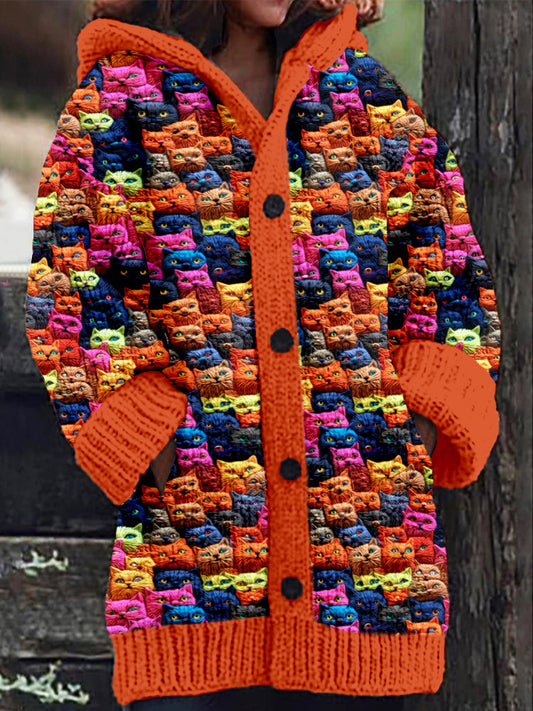 Cute Colorful Yarn Ball Kittens Embroidered Cozy Cardigan elevenforest