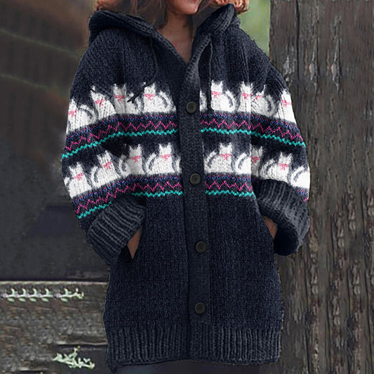Vintage Cat Butterfly Knitted Warm Sweater Cardigan elevenforest