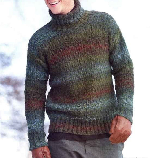 Men's Vintage Gradient Knitted Turtleneck Sweater elevenforest
