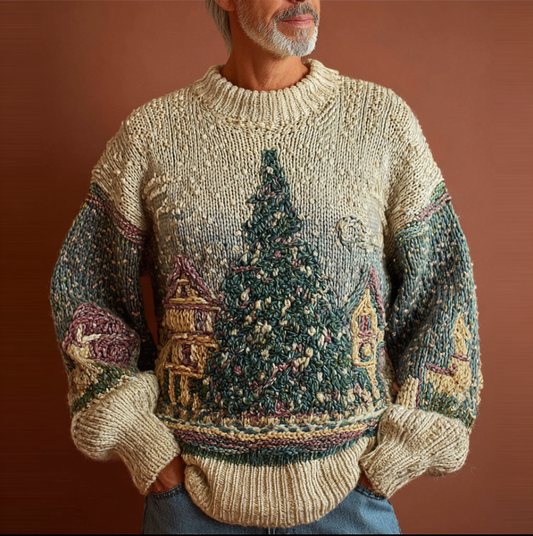 Christmas Elements Men's Winter Warmth Knit Round Neck Sweater artswardrobe