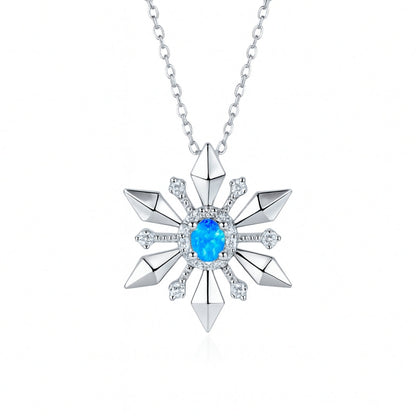 Snowflake Blue Crystal Necklace