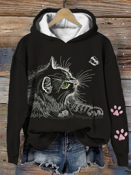 Catapult Butterfly Embroidery Women's Casual Hoodie elevenforest