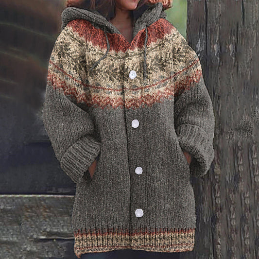 Vintage Button Tribal Icelandic Pattern Cardigan Sweater elevenforest
