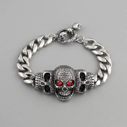 Crimson Gaze Skull Bracelet