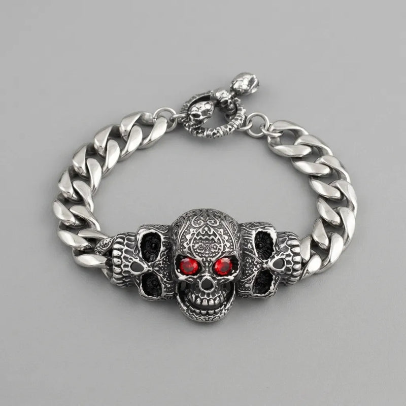 Crimson Gaze Skull Bracelet
