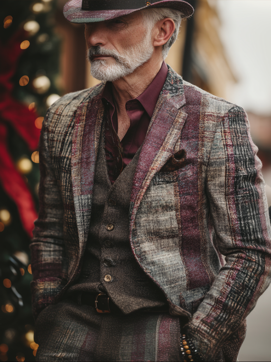 Men's Retro Checkered English Style Rental Coat artswardrobe