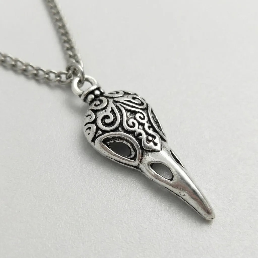 Filigree Crow Skull Gothic Pendant