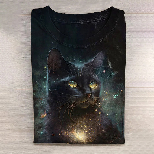 Halloween Cat Art Print Casual T-Shirt elevenforest