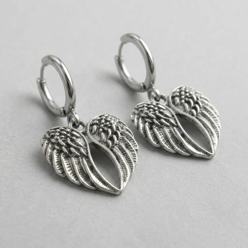 Detailed Angel Wing Dangle Earrings