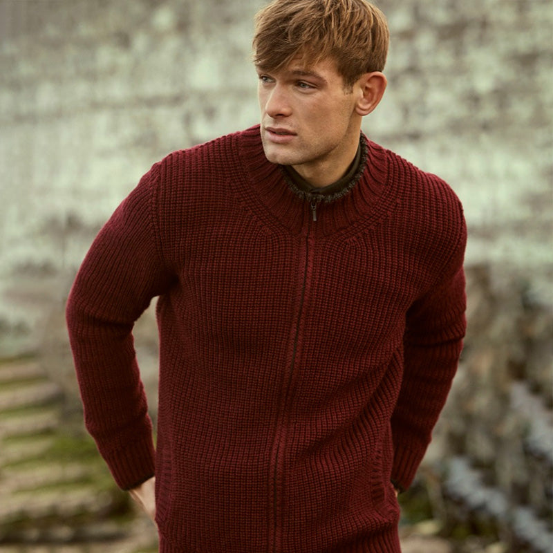 Men's Merino Wool Ri���bbed Cardigan artswardrobe
