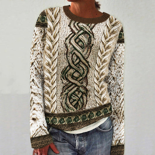 Women's Irish Celtic Knot Jacquard Sweater elevenforest