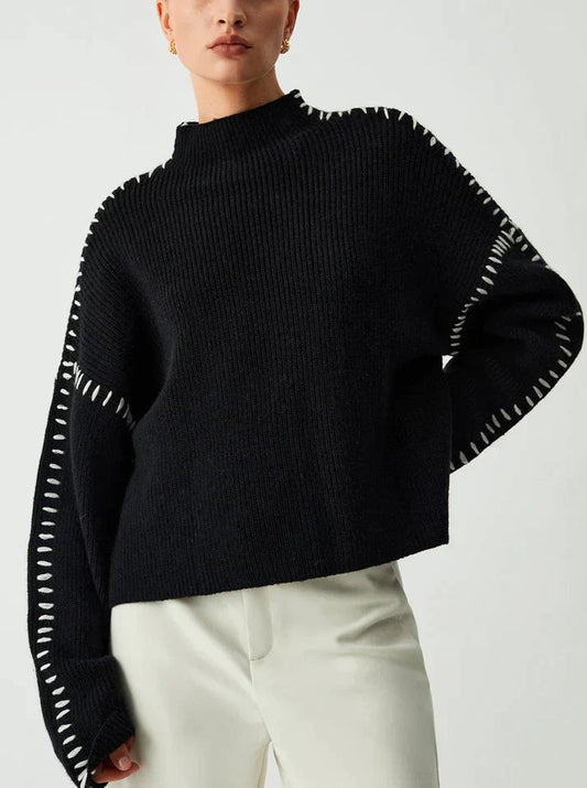 Johana® | Stylish black knitted sweater for women