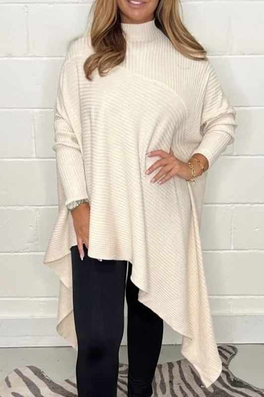 Aurora® | Casual solid color irregular turtleneck sweaters for everyday wear