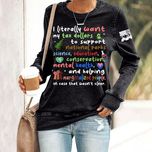 Comstylish Women's Support National Parks Print Round Neck Sweatshirt