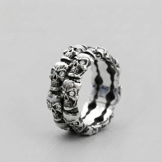 Skull Inlaid Gemstone Ring