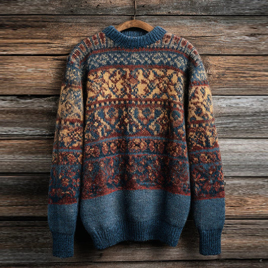 Men's Fairman Island Classic Pattern Crew Neck Sweater elevenforest