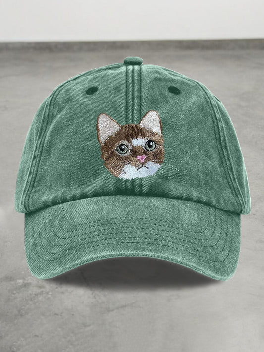 Comstylish Cute Cat Face Embroidered Hat