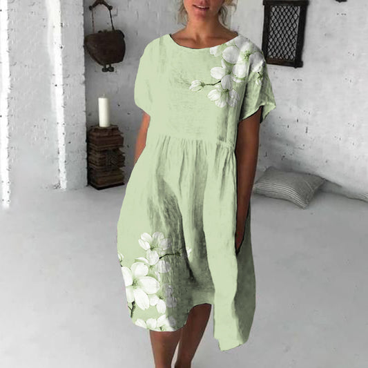 Comstylish Vintage Flowers Japanese Flowy Midi Dress