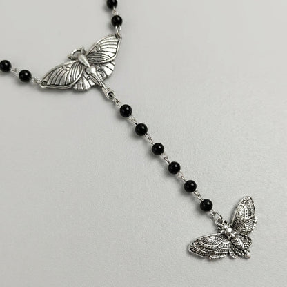 Winged Duality Lariat Necklace