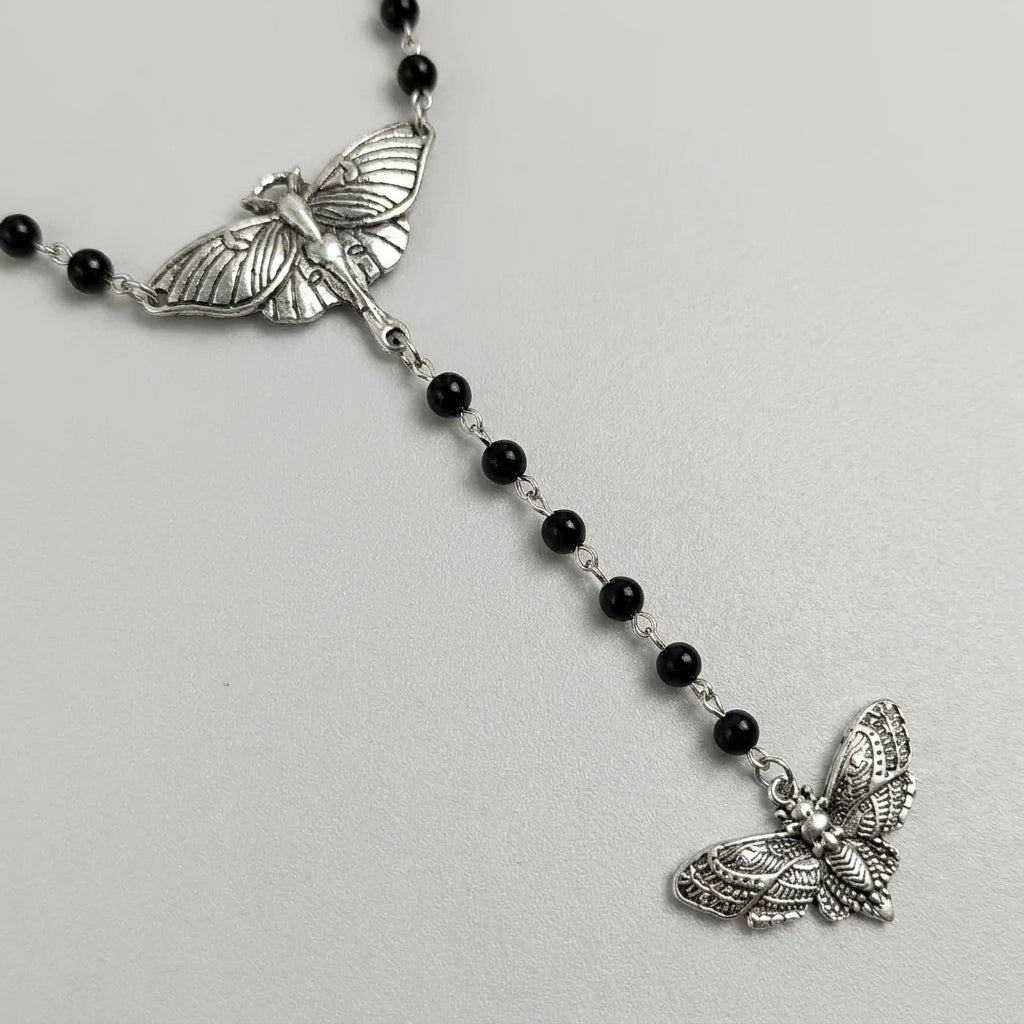 Winged Duality Lariat Necklace