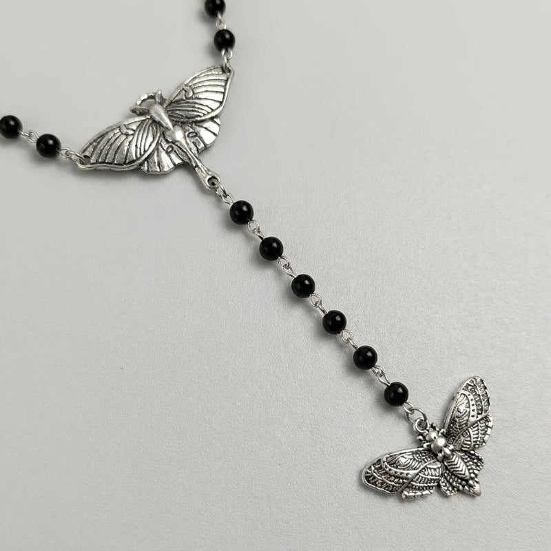 Winged Duality Lariat Necklace