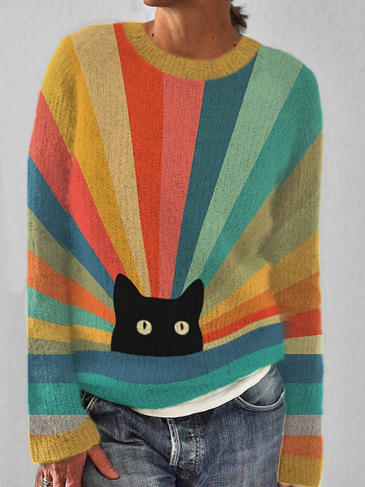 Rainbow Cat Art Women's Sweater artswardrobe