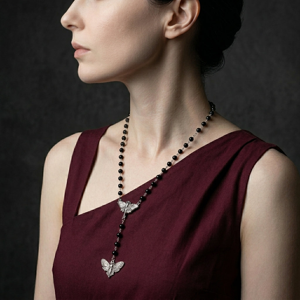Winged Duality Lariat Necklace