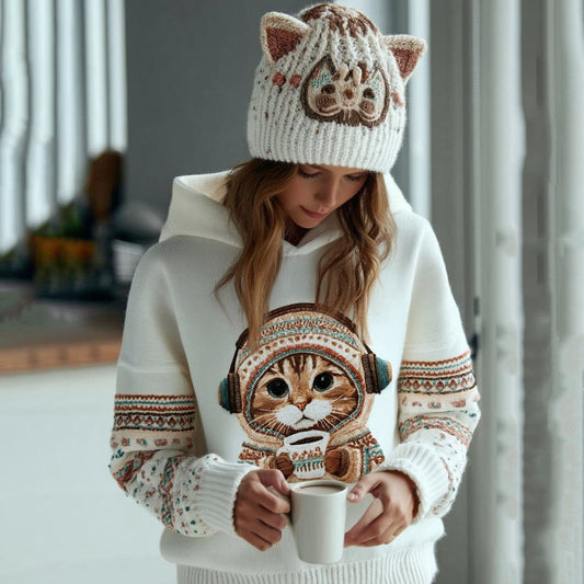 Women's Cute Winter Catart Knitted Warm Sweater elevenforest