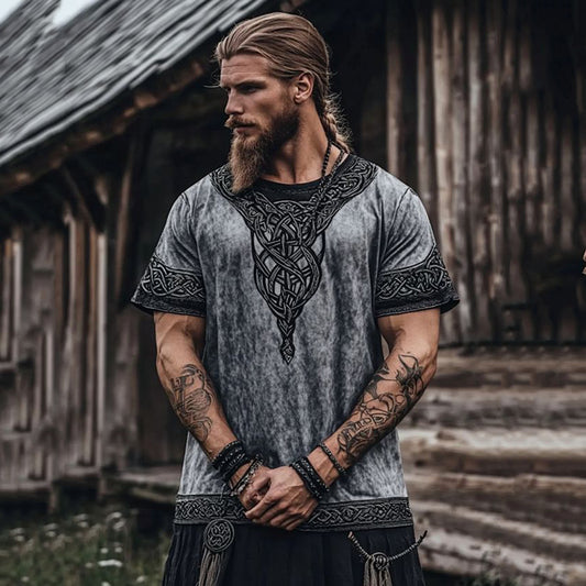 Men's Viking Celtic Knot Art Linen Casual T-shirt artswardrobe