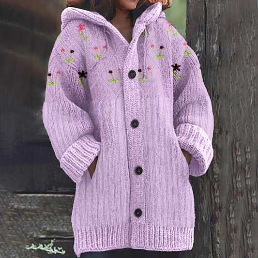 Vintage Floral Knitted Embroidery Warm Cardigan Sweater elevenforest