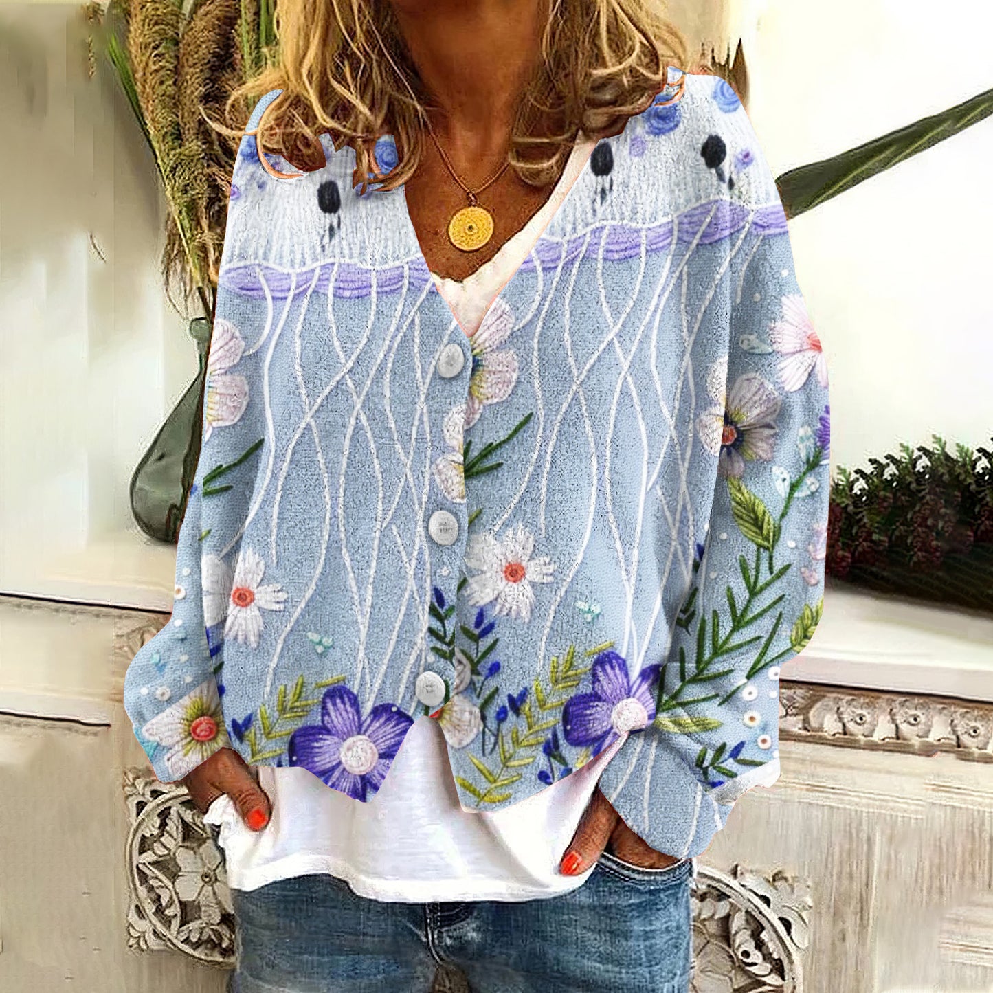 Comstylish Undersea Jellyfish Floral Women'S Cardigan Sweater