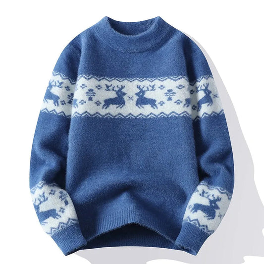 Julieta® | Warm knitted sweater with a Christmas deer print for men