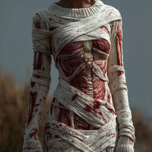 Muscle Anatomy Bloody Bandages Cozy Sweater Dress artswardrobe