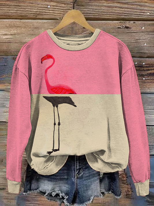 Comstylish Flamingo Abstract Art Print Cozy Sweatshirt
