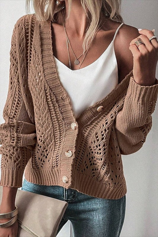 Fernanda® | Open knit women's knitted sweater with deep shoulders