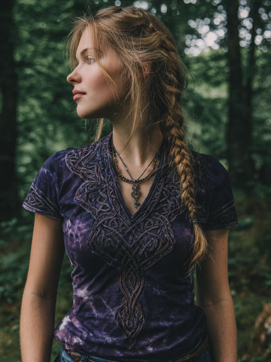Women's Viking V-neck Short-sleeved Shirt artswardrobe