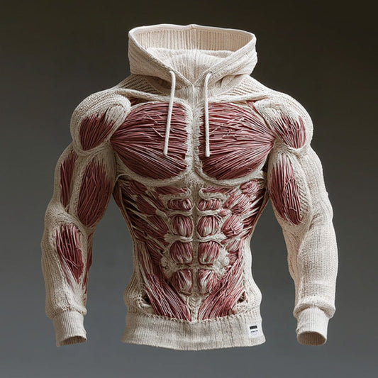 Line Art Men's Knitted Warm Hooded Sweater artswardrobe