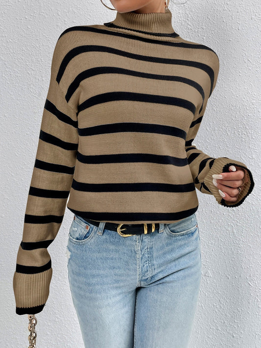 Julia® | Casual Striped Turtleneck Sweater