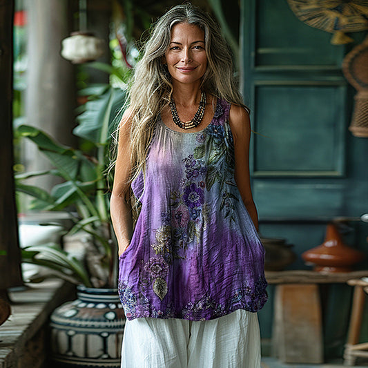Vintage Gradient Violet Tribal Pattern Comfy Tank Top artswardrobe