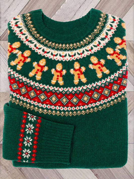 Christmas Gingerbread Pattern Cozy Knit Sweater artswardrobe