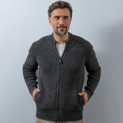 Men's Merino Wool Ri���bbed Cardigan artswardrobe
