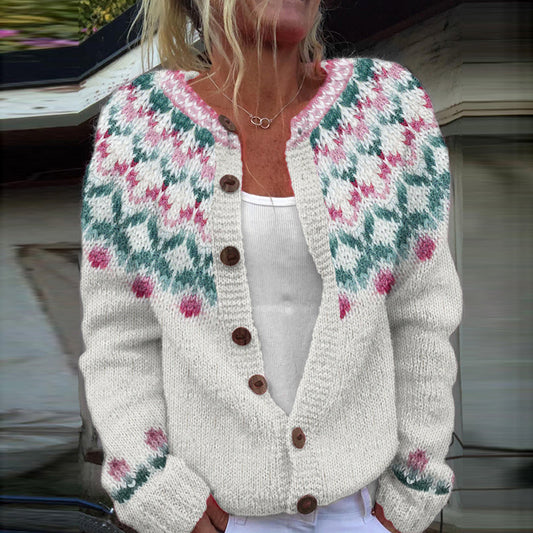 Vintage Tribal Floral Art Pattern Cozy Sweater elevenforest