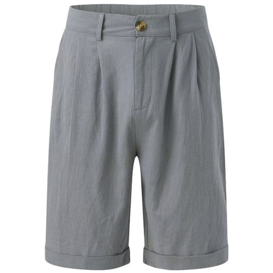 Men's Vintage Casual Pleated Cotton Linen Shorts elevenforest